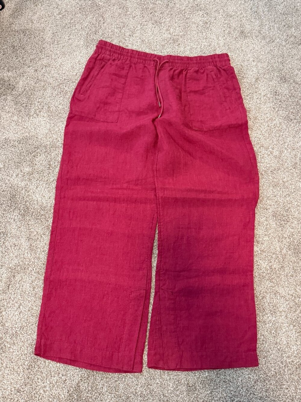 Athleta Retreat Linen High Rise Wide Leg Pants Coffeeberry Size 16